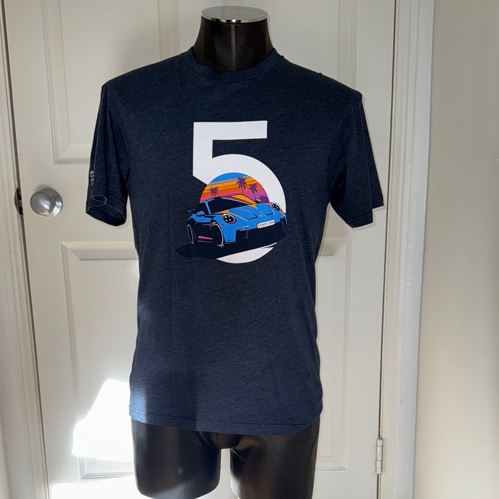 Next Level Apparel Blue Short Sleeve Tee with Vintage Graphic